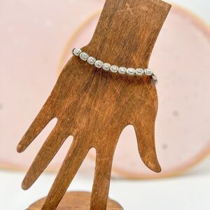 Vintage Sterling Silver Square Panel Link Bracelet 925 Thailand *MISSING PIECE*